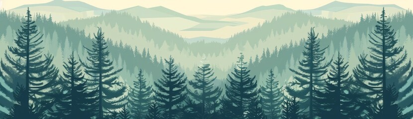 Fototapeta premium Forest landscape, outdoor nature exploration in the dark green forest