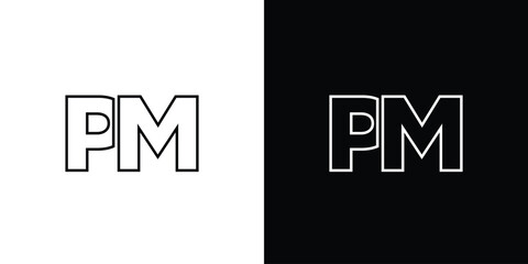 Letter P and M, PM logo design template. Minimal monogram initial based logotype.
