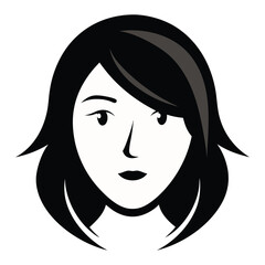 Female Head and Face Illustration on White Background