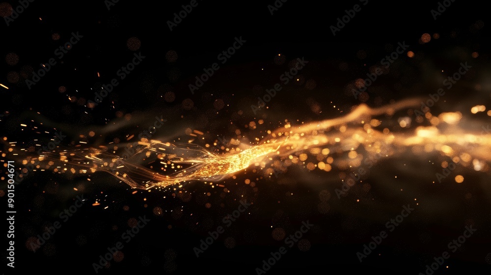 Canvas Prints In the background, fire embers particles are on black background. Fire sparks are on black background. Abstract dark glitter fire particles with a lighting effect on black background.