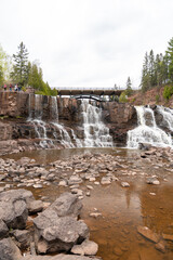 Views of Gooseberry falls on a cloudy day in Duluth, Minnesota