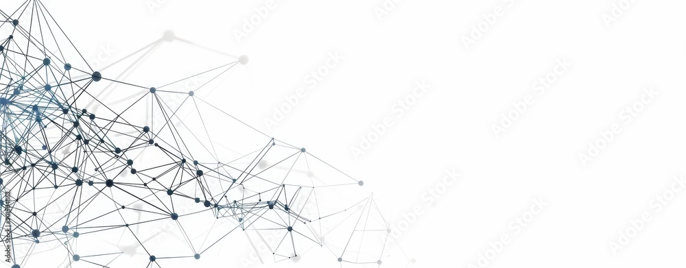 Aufkleber an abstract of a white line connection engineering technology concept on a white background
