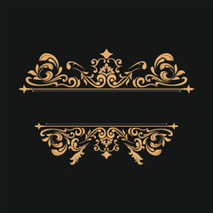 Gold abstract vintage floral ornament divider
