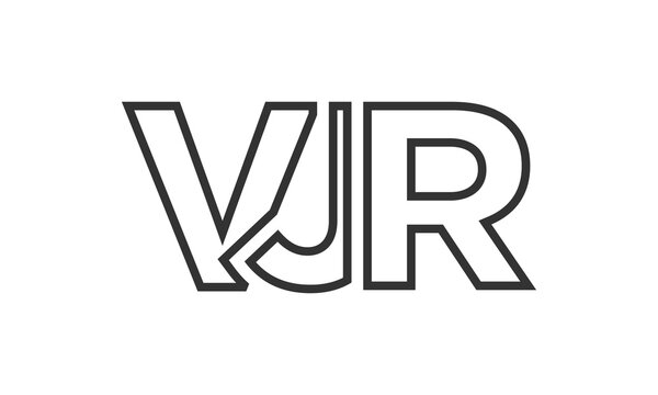 VJR logo design template with strong and modern bold text. Initial based vector logotype featuring simple and minimal typography. Trendy company identity.