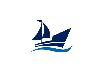 sailboat icon logo template vector illustration cruise business icon