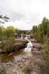 Views of Gooseberry falls on a cloudy day in Duluth, Minnesota