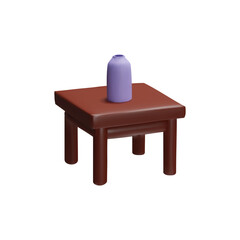 Fototapeta premium 3D icon vector illustration of table and vase.