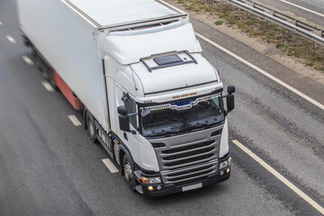 truck moves on highway