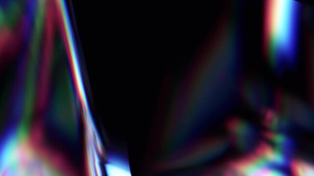 Abstract animation, dark background with color refraction effect, 4k seamless looping video, 3d render