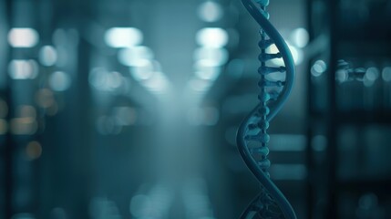 DNA study, holographic nucleotide visualization, futuristic genetic research, hightech lab