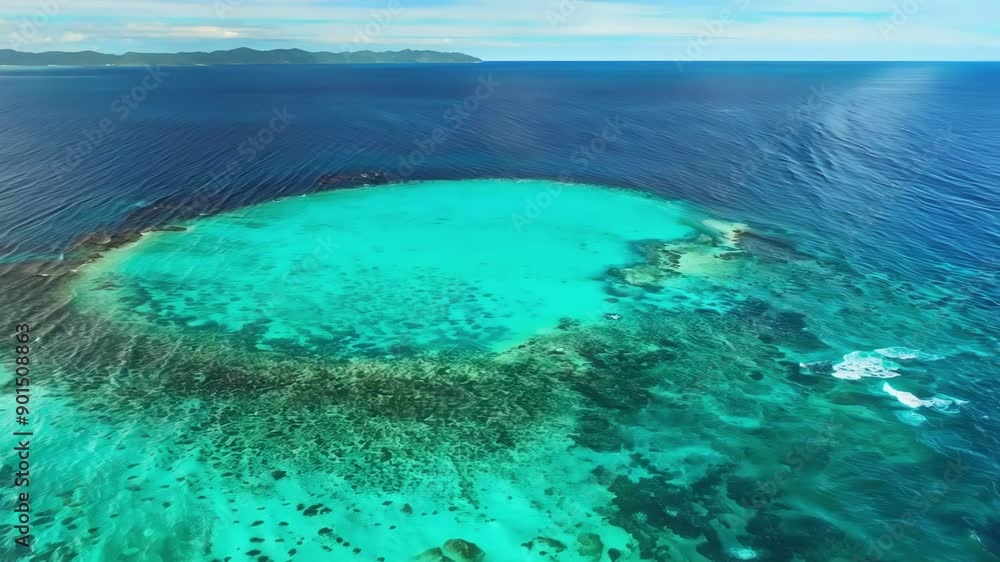 Poster the turquoise waters of a tropical atoll are a stark contrast to the deep blue of the surrounding oc