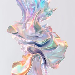 Obraz premium Isolated on white, abstract holographic liquid shapes. Colorful gradient floating drop. Realistic holographic fluid.