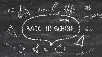 Back to school write on chalkboard animation cinematic title abstract background - Powered by Adobe