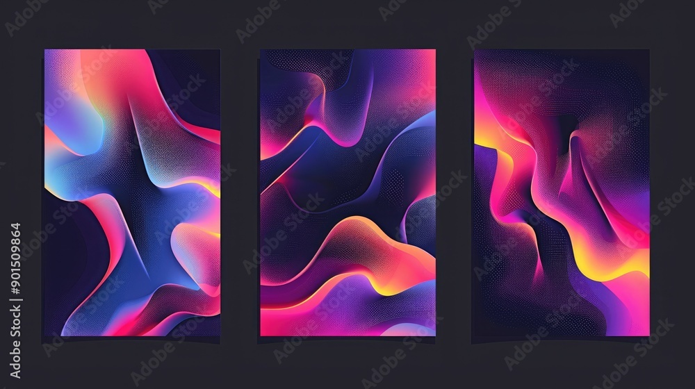 Aufkleber a series of gradient vector templates with colorful liquid effects and geometric frames. suitable fo