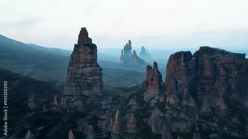 Poster as the fog lifts a stunning array of unique rock formations is revealed each one a testament to the 