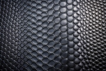 Luxurious black leather reptile skin texture with intricate scales resembling snake or dragon skin, perfect for high-end fashion or mystical design projects.