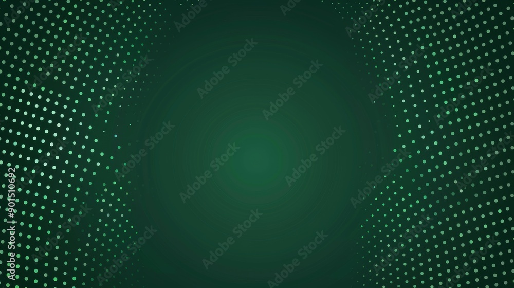 Poster various sized circles or pixels in green colors make up an abstract background.