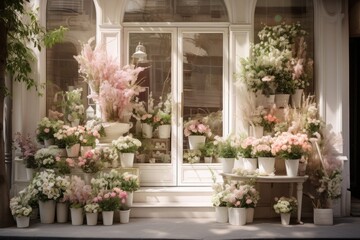Exterior a florist shop window flower plant.