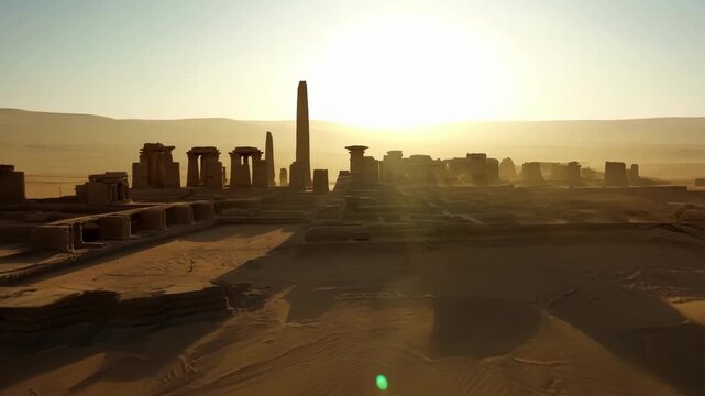 As the sun creeps over the horizon the ruins of a lost desert metropolis are slowly brought back to light.