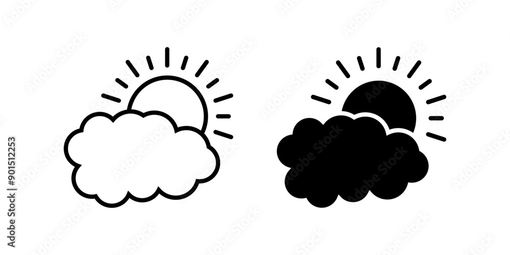 Poster cloudy icon set. cloud with sun symbol. weather sign. for mobile concept and web design. vector illu