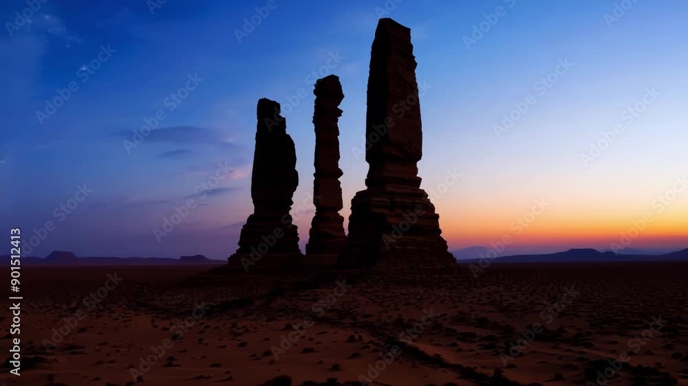 Poster as the night approaches the monoliths seem to take on a life of their own towering over the surround