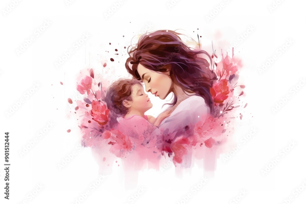 Canvas Prints Mother day portrait kissing adult.