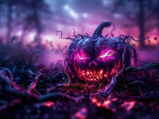 Halloween monsters in a spooky, eerie setting, Fantasy, Dark tones, Digital art