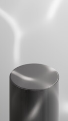 Minimalist Cylindrical Podium with Ribbed Surface for Modern Product Display - 3D Render for Showcase and Presentation