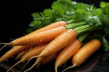 Front view fresh orange carrot mature in gray, generative IA