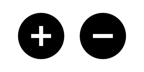 Fototapeta premium Plus minus icon set. Plus and minus sign. Flat illustration of vector icon on white background