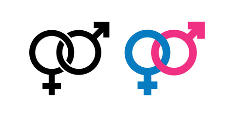 Gender icon set. Male and female sign. Flat illustration of vector icon on white background