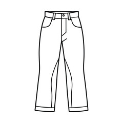 A stylish jean trousers line art vector