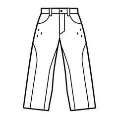 A stylish jean trousers line art vector