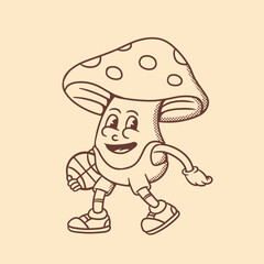 mascot mushroom with vintage style good for mascot brand, doodles, element design, etc