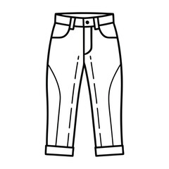 A stylish jean trousers line art vector