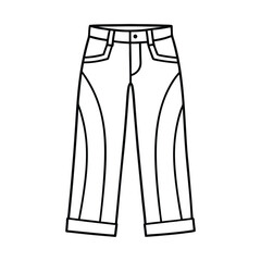 A stylish jean trousers line art vector