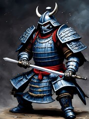 heavily armoured samurai