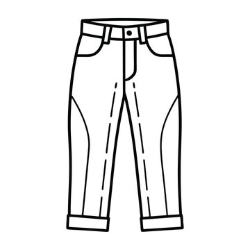 black and white jeans outline clip art preview