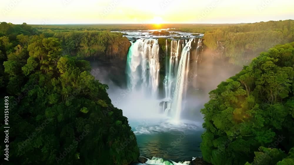 Poster a mesmerizing display of natures power and tranquility as the camera soars over a series of tropical