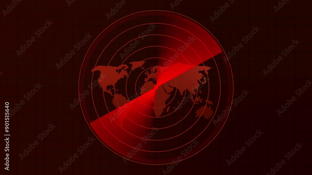 Poster digital realistic radar with targets on monitor in searching. air search . military search system .