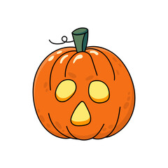 Halloween pumpkin. Hand-drawn Doodle Pumpkin Lantern symbol of the Happy Halloween holiday