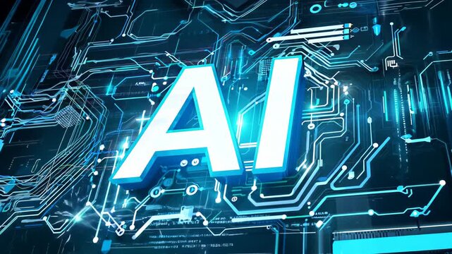 AI inscription, generative artificial intelligence designation on technological background