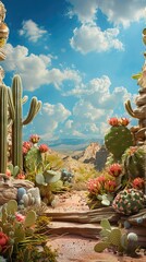 Fototapeta premium Podium with Dragonfruit and Midday Light, Exotic Fruit Display, Natural Outdoor Backdrop. AI generated illustration