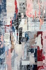Fototapeta premium Abstract Newsprint and Paint Layered Collage