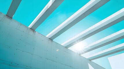 Modern Architectural Design with Sunlight Streaming Through Open Beams