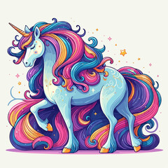 Cartoon illustration of beautiful unicorn. fantasy animal