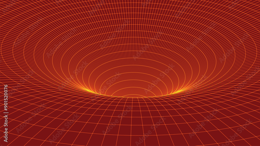 Poster abstract wireframe 3d tunnel. perspective mesh background texture. mesh model of a wormhole, vortex.