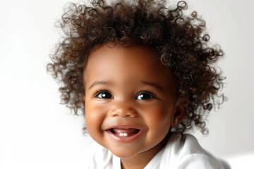 Naklejka premium Cute baby with fluffy hair. Pretty boy.