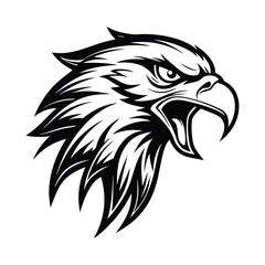 Aggressive Eagle minimalist logo black vector