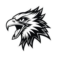 Aggressive Eagle minimalist logo black vector